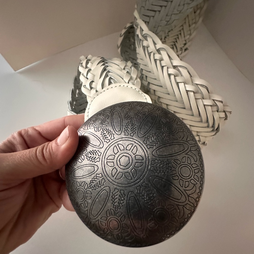 Decorative Silver and White Woven Wall Art